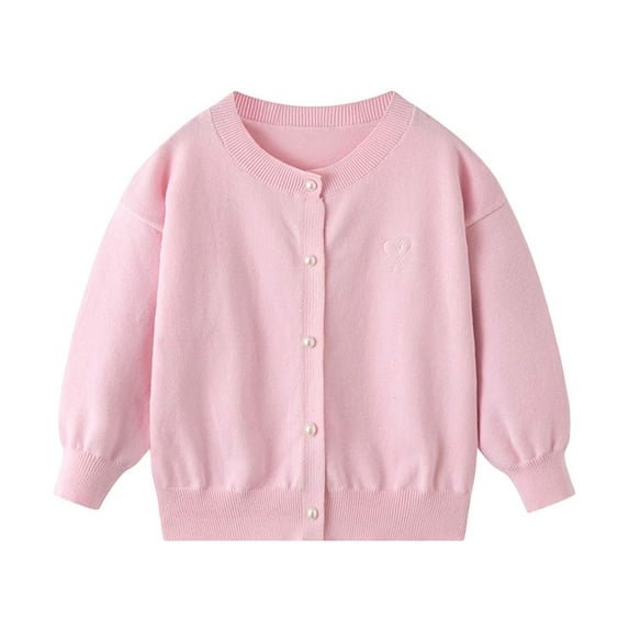 Favoffer Fall/Winter Girls Solid Pearl-Button Cardigan & Embroidered Knit Jacket - Casual, Party, Play, Lounge 3-8Y