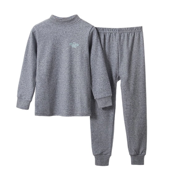 Favoffer Fall/Winter Unisex Big Kids Mock-Neck Soft-Brushed Thermal Set Crew-Neck Long-Sleeve Snug-Fit Warm Home/Sleep/Layer/Relax 2-16Y