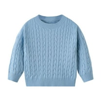 Favoffer Fall/Winter Unisex Kids Solid Cable-Knit Sweater & Crewneck Pullover - Casual, Play, Lounge, Outdoor 3-8Y