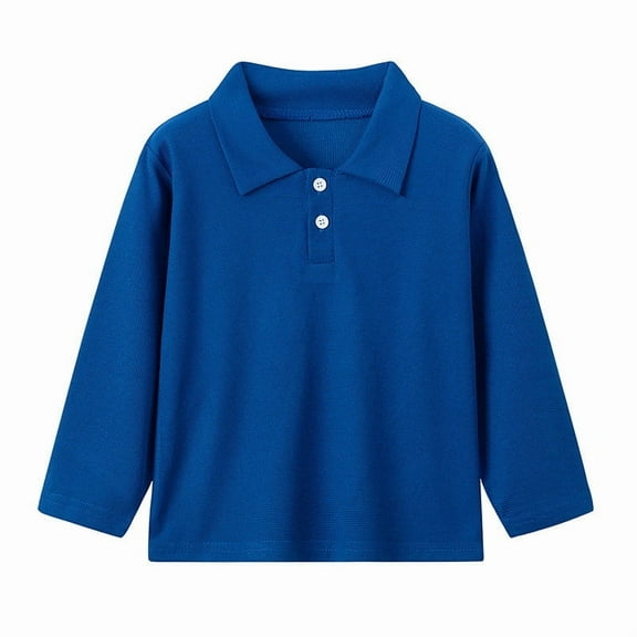 Favoffer Fall/Winter Unisex Kids Solid Turn-Down Collar Long-Sleeve Polo - Casual,Gathering,Travel,Outdoor 2-11Y