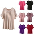 thumbnail image 1 of Favoffer Women Trendy Tops Short Sleeve Round Neck Ruffle Solid Modal Comfy Cute Casual Blouses Summer Tees Dating Holiday Daily, 1 of 9