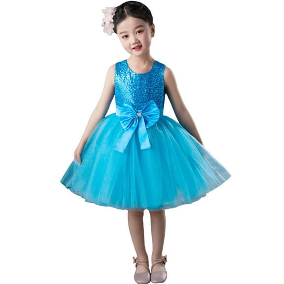 Favoffer Flower Girl Sequin Dress Kids Party Birthday Christmas Dresses Pageant Ball Gown Mesh Puff Skirt Formal Performance Outfit Toddelr 3-15Y
