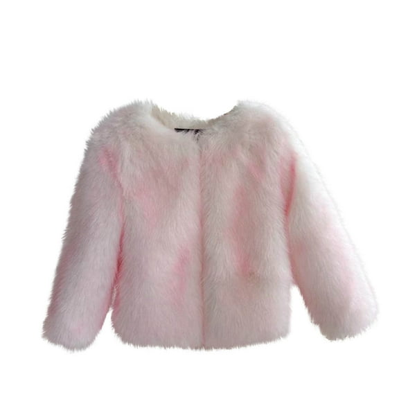 Favoffer Girl's Cozy Faux Fur Childrens Gradient Dyed Jacket Winter Stylish Soft Warm Plush Coat for Wedding Outdoor Party Home, Big Girls 2-11Y
