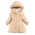 thumbnail image 1 of Favoffer Girl's Long Coat Winter Thickened Cotton Jacket Kids Hooded Warm Outerwear Parka Puffer Jacket Toddler 3-11Y, 1 of 9