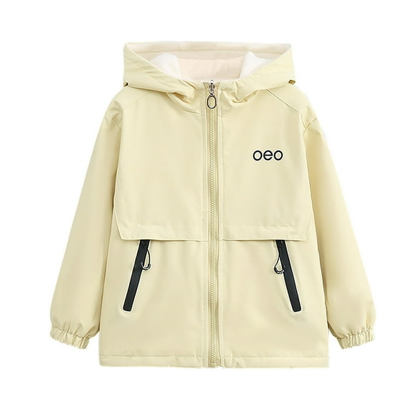 Favoffer Girl's Reversible Waterproof Windbreaker Fleece-Lined Hoodie Fall Winter Zip-Up Jacket Long Sleeve Warm Outerwear for Outdoor Sports Travel 4-15Y