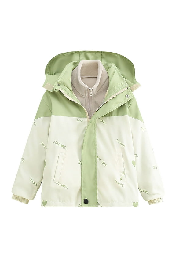 Girls' 3-in-1 Waterproof Jacket Removable Liner Hooded Windbreaker Windproof Rain Coat for Play Trips Hiking Outings Kid to Teen 4-15Y