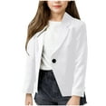 thumbnail image 1 of Favoffer Girls Blazer Long Sleeve Shawl Collar Formal Blazers Suit Jacket Open Front Inner Pocket for Kids 5-14Y, 1 of 5