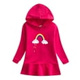 thumbnail image 1 of Favoffer Girls Cotton Long Sleeve Casual Appliques Jersey Dresses Rainbow Graphic Hooded Sweatshirt Play Party Holiday Outfit Toddler Sizes 2-9, 1 of 2