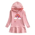 thumbnail image 1 of Favoffer Girls Cotton Long Sleeve Casual Appliques Jersey Dresses Rainbow Graphic Hooded Sweatshirt Play Party Holiday Outfit Toddler Sizes 2-9, 1 of 7