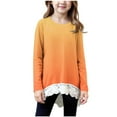 thumbnail image 1 of Favoffer Girls' Gradient Lace Hem Top Long Sleeve Crewneck Shirt Fall Casual Sports Play Photo Outfit, Kid 4-15 Years, 1 of 6