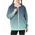 thumbnail image 1 of Favoffer Girls Graphic Zip Up Hoodies Sweatshirt with Pockets Kids Hooded Coat Casual Outerwear Rainbow Plaid Stripe Campus Daily Outings Parties 5-15Y, 1 of 6