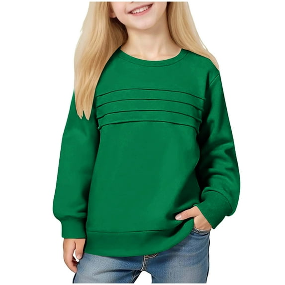 Favoffer Girls' Hooded Lightweight Sweatshirts Middle Large Kids' Solid Color Sports Shirts Long Sleeve Casual Loose Pullover Tops for Daily Play Photoshoots Holidays Toddler Teen 2-14Y