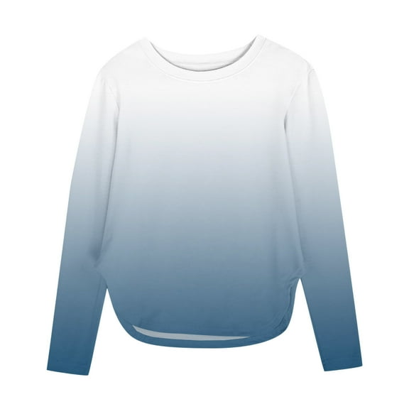 Favoffer Girls Long Sleeve T Shirts Round Neck Curve Hem Side Slit Basic Casual Loose Tunic Soft Tops 3-12Y