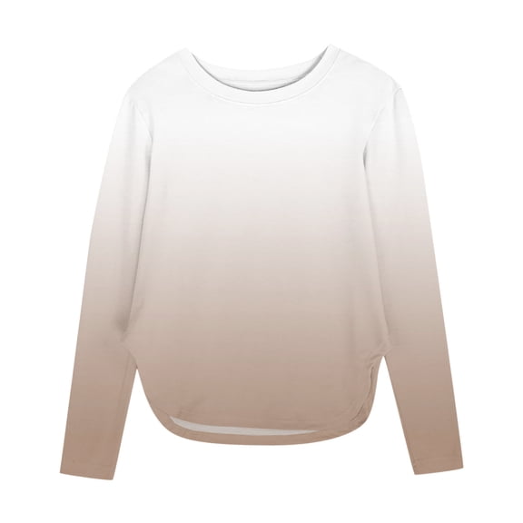 Favoffer Girls Long Sleeve T Shirts Round Neck Curve Hem Side Slit Basic Casual Loose Tunic Soft Tops 3-12Y