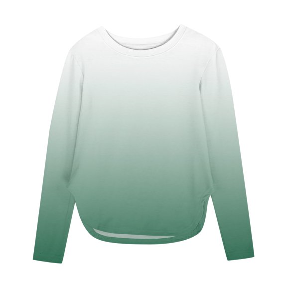 Favoffer Girls Long Sleeve T Shirts Round Neck Curve Hem Side Slit Basic Casual Loose Tunic Soft Tops 3-12Y