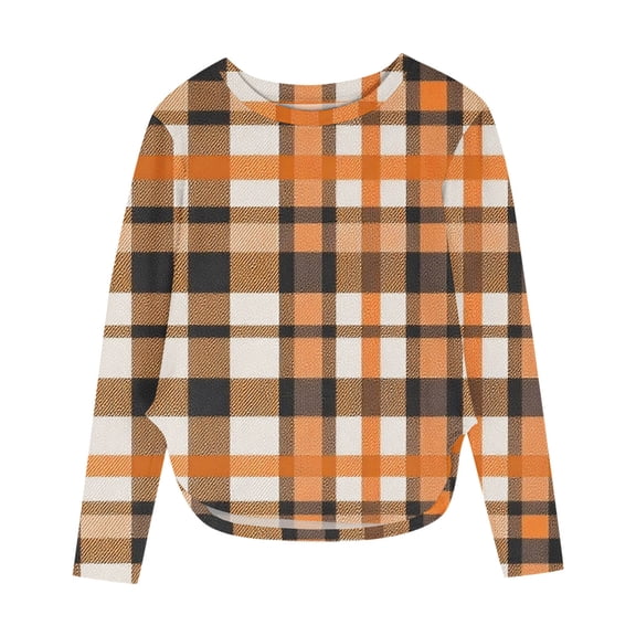 Favoffer Girls Long Sleeve T Shirts Round Neck Curve Hem Side Slit Basic Casual Loose Tunic Soft Tops 3-12Y