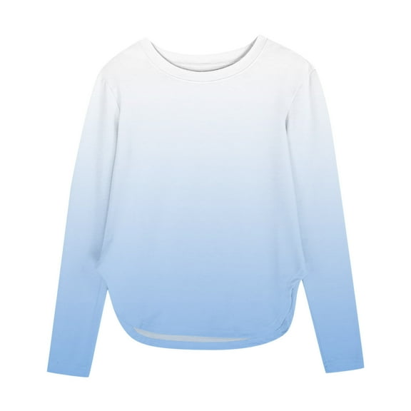 Favoffer Girls Long Sleeve T Shirts Round Neck Curve Hem Side Slit Basic Casual Loose Tunic Soft Tops 3-12Y