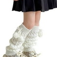 thumbnail image 1 of Favoffer Girls Pile-Up Socks Sweet Pom-Pom Patchwork Bow Long-Tube Warm Winter Socks for Daily Lolita Outfits Holiday Celebrations Home Lounging 3-15Y, 1 of 3