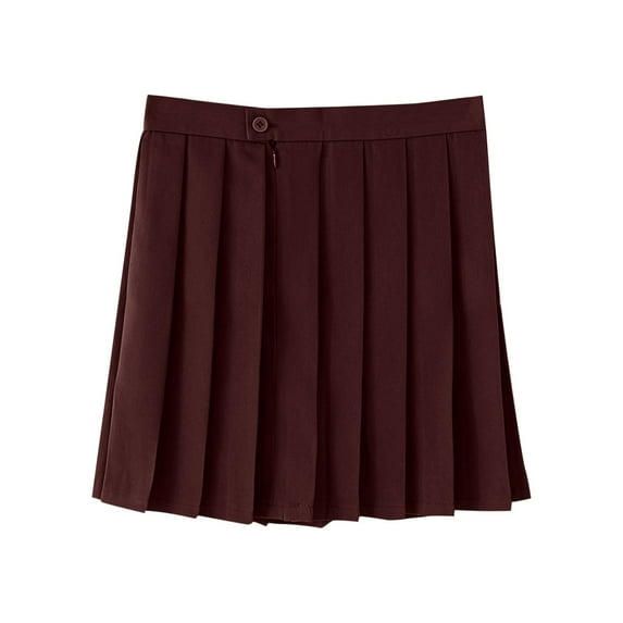Favoffer Girls' Pleated Skirt Uniform A-Line Solid Color Skirt for Classroom Daily Formal Events 11-18Y