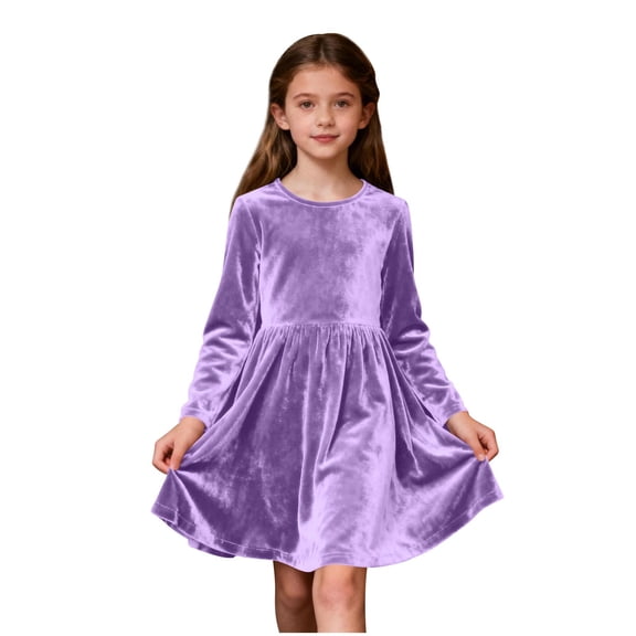 Favoffer Girls' Princess Dress Long Sleeve, Ruffled Mesh Toddler Fall-Winter Sequin Accents Crewneck, for Parties Daily Wear 3-8Y