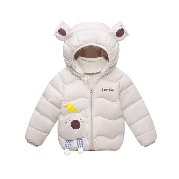 Favoffer Girls Puffer Coat Hooded Essentials Boys and Toddlers' Cartoon Warm Winter Jacket Lightweight Water-Resistant 1-6Y