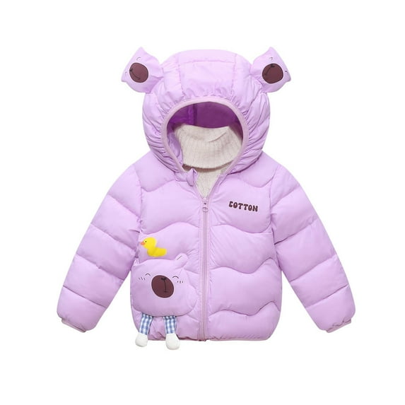 Favoffer Girls Puffer Coat Hooded Essentials Boys and Toddlers' Cartoon Warm Winter Jacket Lightweight Water-Resistant 1-6Y