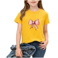 thumbnail image 1 of Favoffer Girls Round Neck Short Sleeve T Shirt Bow Pattern Print Casual Versatile Cute Top for Spring Summer Daily Outdoor Vacation Party Activities Sizes 2-14Y, 1 of 6