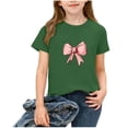 thumbnail image 1 of Favoffer Girls Round Neck Short Sleeve T Shirt Bow Pattern Print Casual Versatile Cute Top for Spring Summer Daily Outdoor Vacation Party Activities Sizes 2-14Y, 1 of 6