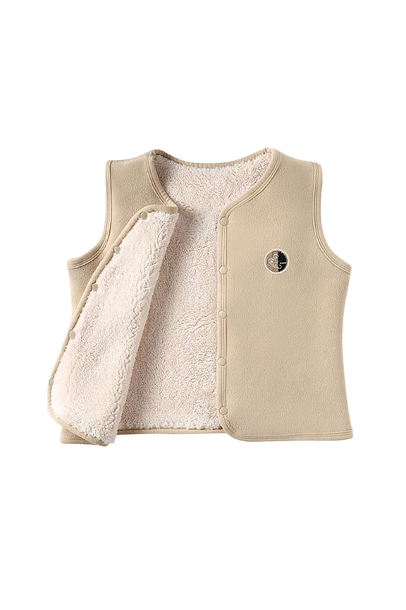 Girls Sleeveless Fleece Vest Button-Down Shoulder Strap Jacket Winter Rabbit Printed Coat for Layering Under Coats, Daily Leisure， Family Dinners Toddler Teen 3-15Y