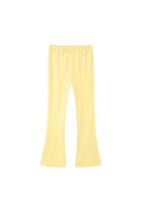 Girls Solid Color Yoga Flare Pants Elastic Waist Stretchy Casual Leggings Kids Lounge Sweatpants for Dance Home Daily Play 3-14Y