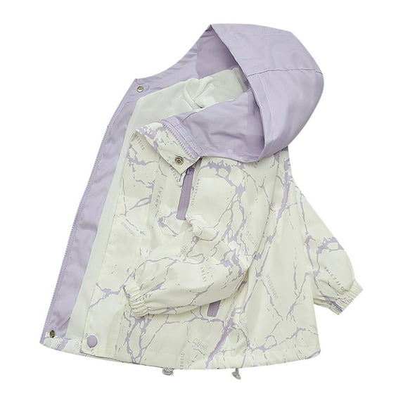 Favoffer Girls' Spring/Fall Loose Hooded Jacket - Heart Print, Casual Outdoor/Travel/Home, Toddler 3-6Y, Kid Gift 7-12Y, Big Kid 13-15Y