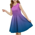 thumbnail image 1 of Favoffer Girls' Spring-Summer Multicolor Gradient Elegant Skater Dress & Round-Neck Sleeveless Flared Dress for Casual, Party, Dance, Photoshoot 3-14Y, 1 of 6