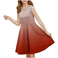 thumbnail image 1 of Favoffer Girls' Spring-Summer Multicolor Gradient Elegant Skater Dress & Round-Neck Sleeveless Flared Dress for Casual, Party, Dance, Photoshoot 3-14Y, 1 of 6