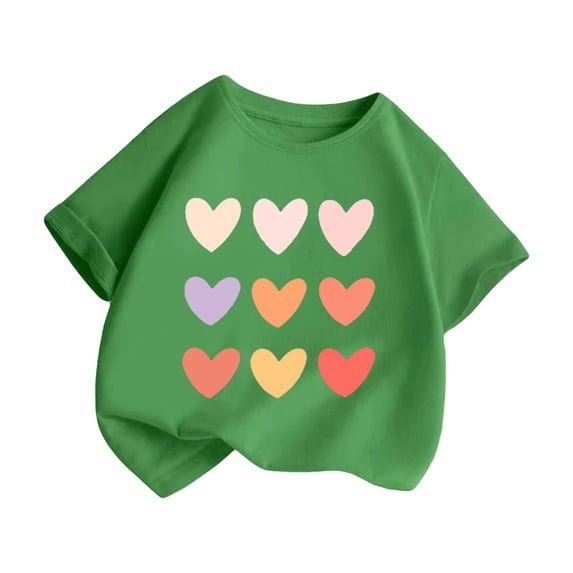 Favoffer Girls' Summer Multicolor Fashion-Girl Graphic Tee & Children's Casual Short-Sleeve Top - Casual, Play, Photoshoot, Gifting 2-14Y