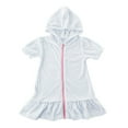 thumbnail image 1 of Favoffer Girls' Summer Solid Cotton-Blend Swim Cover-Up - Short Sleeve Ruffled Zipper Soft Beach Robe, Casual Swim Vacation Pool, 2-11Y, 1 of 9