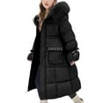 thumbnail image 1 of Favoffer Girls Winter Coat Puffer Hooded Zipper Thickened Mid-Length Fleece-Lined Pocketed Casual Parka Warm Outerwear for Daily/Travel/Holiday Big Kids 5-16Y, 1 of 4