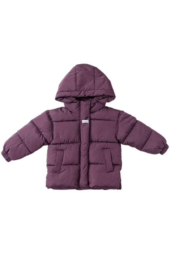 Girls and Toddlers' Hooded Puffer Coat, Water-Resistant Winter Mid-Length Hooded Thickened Coat Outdoor Trips Birthday Parties 2-12Y