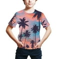 thumbnail image 1 of Favoffer Hawaii Summer Boy T Shirt for 4-16 Years Fashion Coconut Tree Sunset Printing Tops Loose Short-sleeved T-shirt, 1 of 1