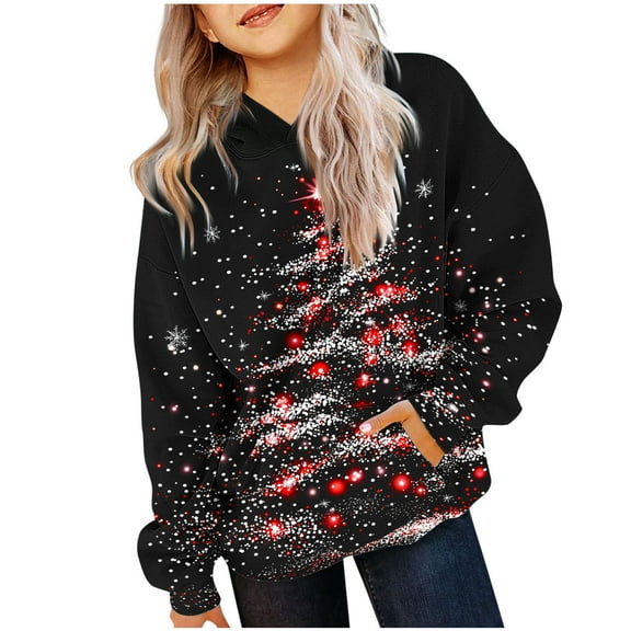 Favoffer Hoodies for Girls Toddler Tie Dye Christmas Oversized Sweatshirt Plus Size Loose Fit Cute Hoodie Drawstring Fall Pullover with Pocket 2-14Y