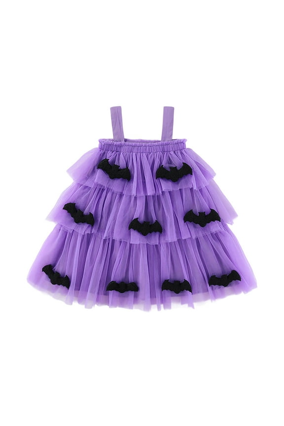 Infant Baby Bat Mesh Dress Sleeveless Spaghetti Strap for Parties Festivals, Girls 9M-6Y