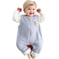 thumbnail image 1 of Favoffer Infant Baby Boy Girls Fleece-Lined Jumpsuit Sleeveless Full-Zip Romper One Piece Strap Overalls Smocked Clothes 0-3Y, 1 of 6
