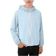 thumbnail image 1 of Favoffer Kids Boys Girls UPF50+ Solid Color Long Sleeve Zipper Sun Protection Jacket Outdoor Hooded Outerwear Breathable UV Shirt Lightweight Daily Outdoor Vacation Travel Leisure Holiday 0-15Y, 1 of 9