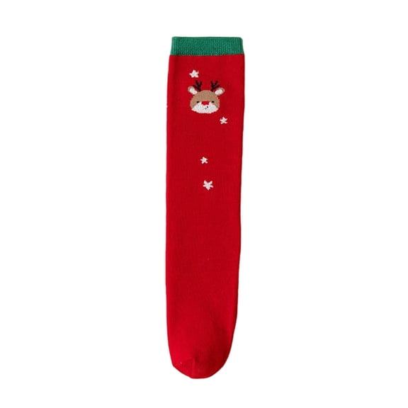 Favoffer Kids Christmas Socks Boys Girls Xmas Red Socks Cute Printed Red Socks Crew Cotton Socks for Children Toddlers 3-12Y