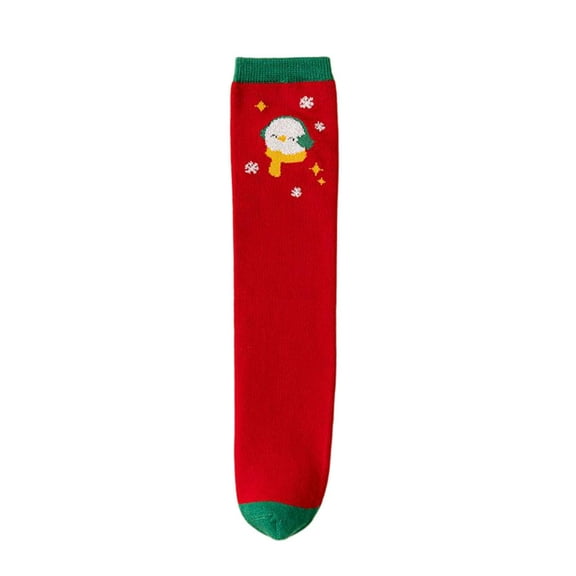 Favoffer Kids Christmas Socks Boys Girls Xmas Red Socks Cute Printed Red Socks Crew Cotton Socks for Children Toddlers 3-12Y