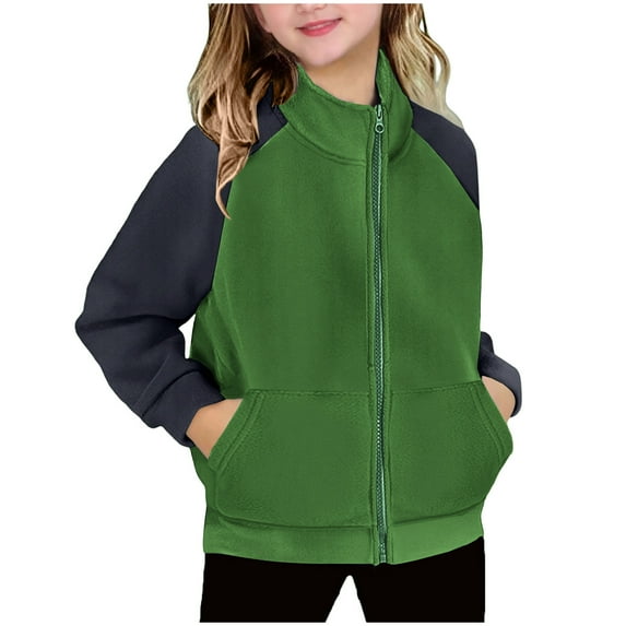 Favoffer Kids' Fleece Jacket Fall Winter Raglan Color-Block Fleece Sweatshirt Long Sleeve Thickened for Boys Girls Cycling Casual Campus Home Toddler 2-13Y