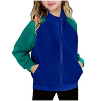 Favoffer Kids' Fleece Jacket Fall Winter Raglan Color-Block Fleece Sweatshirt Long Sleeve Thickened for Boys Girls Cycling Casual Campus Home Toddler 2-13Y