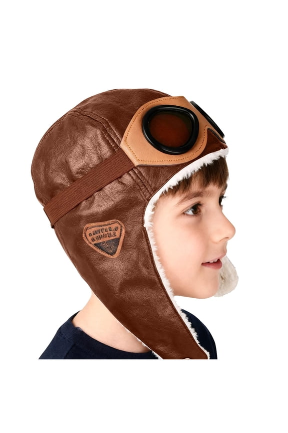 Kids Fleece Warm Hat Cap Fall Winter Leather-Trimmed Ear-Protection Hat Boys Girls Large-Brim Hat for Daily Wearing, Outdoor Play, School Runs, Holiday Outings 2-8Y