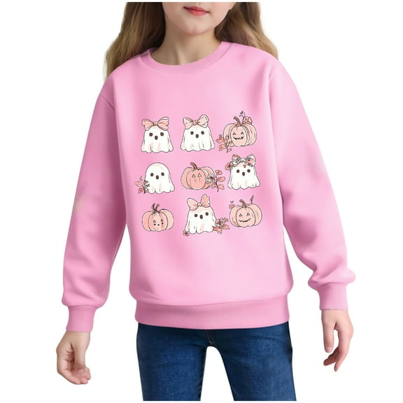 Favoffer Kids' Ghost Graphic Sweatshirt Long Sleeve Crewneck Hoodie Boys Girls Clothes Festival Trick-or-Treat Party Play Toddler 2-7 Years