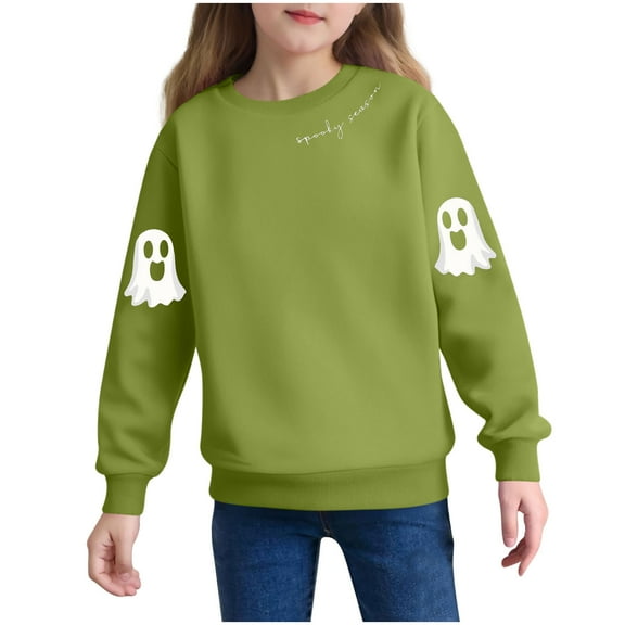 Favoffer Kids' Ghost Graphic Sweatshirt Long Sleeve Crewneck Hoodie Boys Girls Clothes Festival Trick-or-Treat Party Play Toddler 2-7 Years