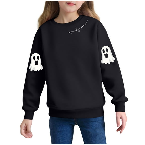 Favoffer Kids' Ghost Graphic Sweatshirt Long Sleeve Crewneck Hoodie Boys Girls Clothes Festival Trick-or-Treat Party Play Toddler 2-7 Years
